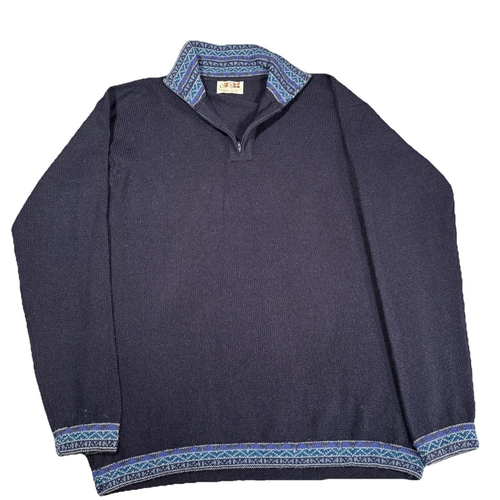 VTG SUMAC ALPACA By Perez Cusco-Peru Pullover Crewneck 1/4 Zip Sweater SZ XL